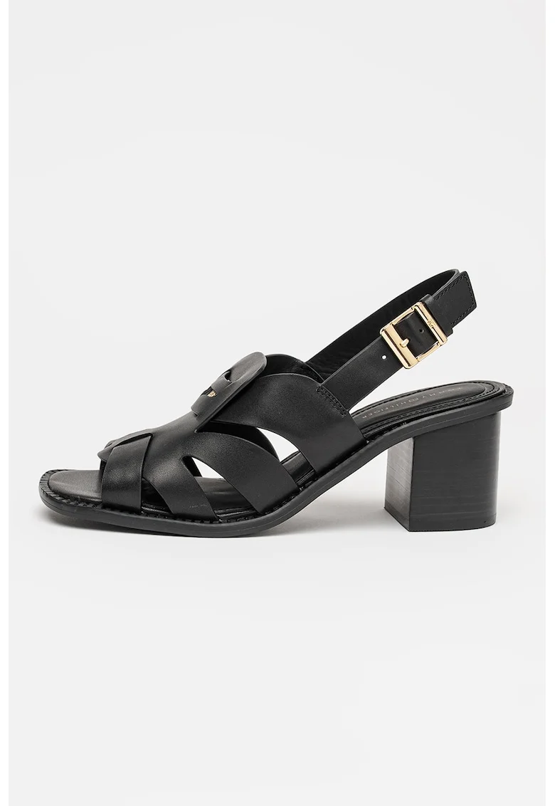 Sandale de piele cu toc, Negru
