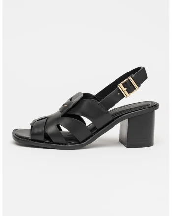 Sandale de piele cu toc, Negru
