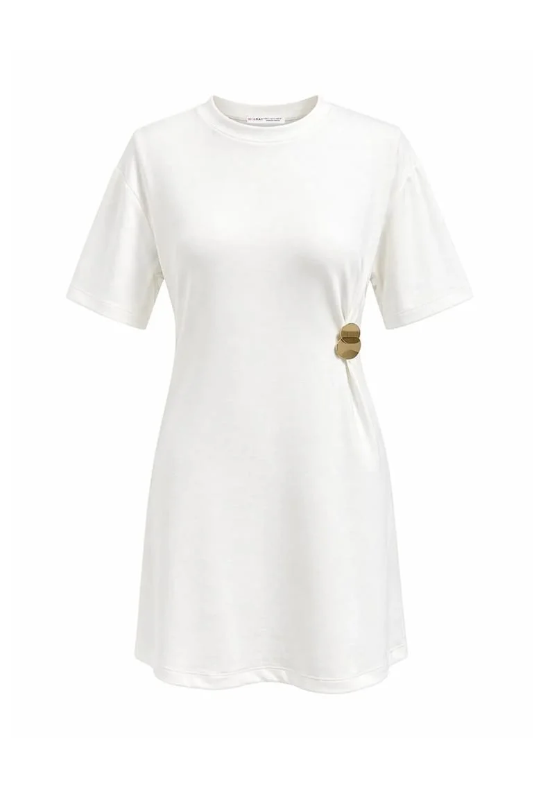 Rochie Mini,  Casual, Alb, 65% modal, 35% poliester