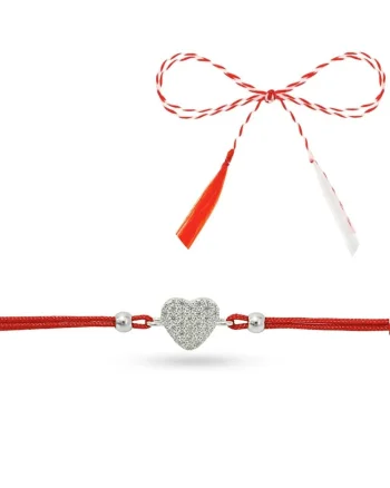 Martisor Premium din Argint cu - Bratara inimioara cu cristale C1, Argintiu