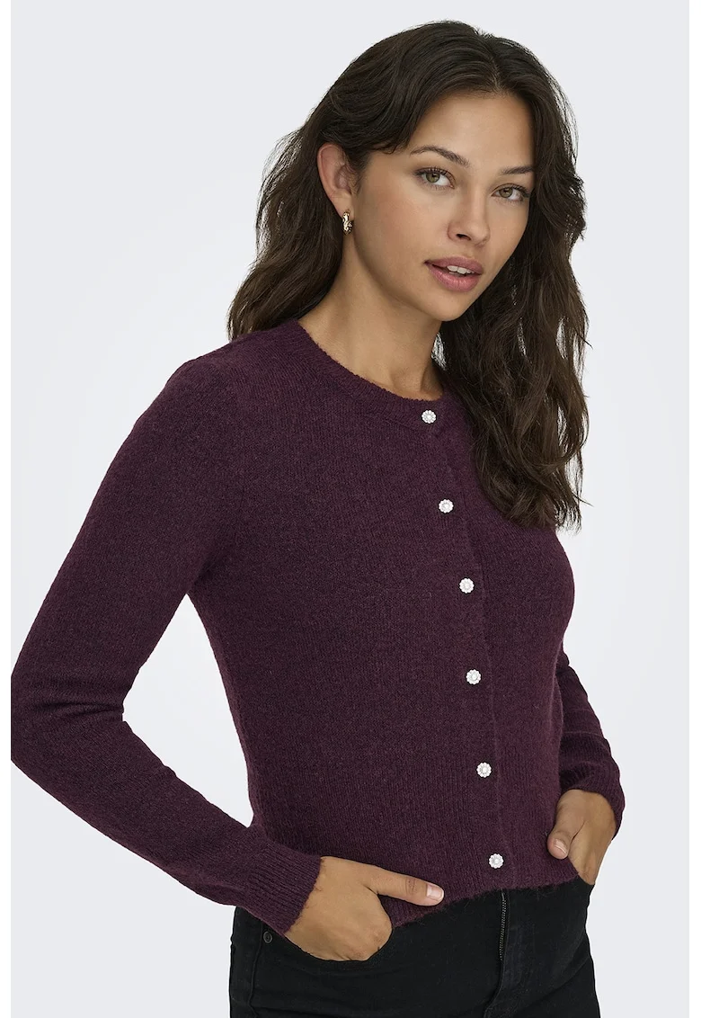 Cardigan din tricot cu nasturi, Violet pruna