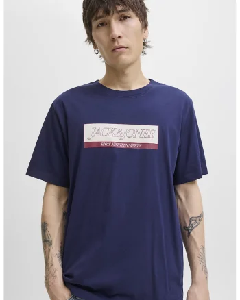 Tricou cu logo pe piept, Visiniu/Albastru inchis/Crem