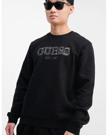 Bluza de trening cu logo brodat, Alb/Negru