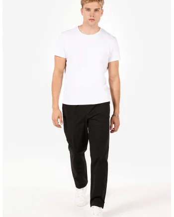 Pantaloni drepti din amestec de bumbac, Negru