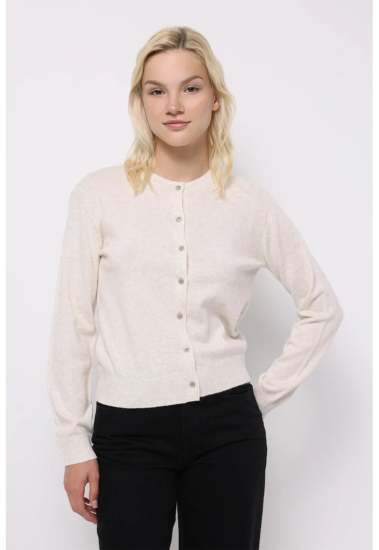 Cardigan uni cu nasturi, Alb fildes