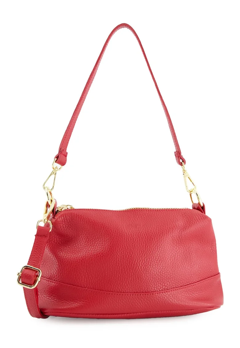 Geanta de umar  rosie, piele naturala, 16x26x10cm, cu 1 compartiment interior, curea detasabila 52cm, 1 buzunar exterior.