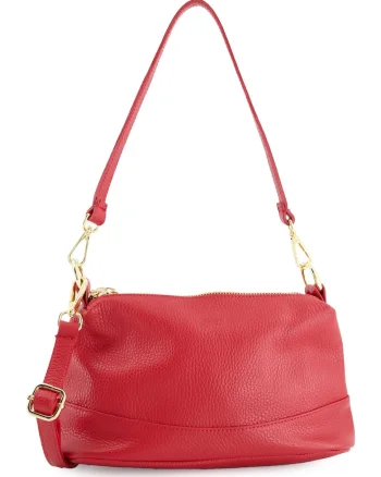 Geanta de umar  rosie, piele naturala, 16x26x10cm, cu 1 compartiment interior, curea detasabila 52cm, 1 buzunar exterior.
