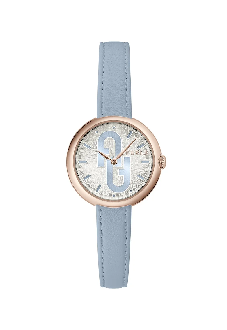 Ceas quartz cu o curea din piele Cosy, Albastru lavanda/auriu rose