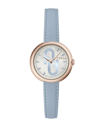 Ceas quartz cu o curea din piele Cosy, Albastru lavanda/auriu rose