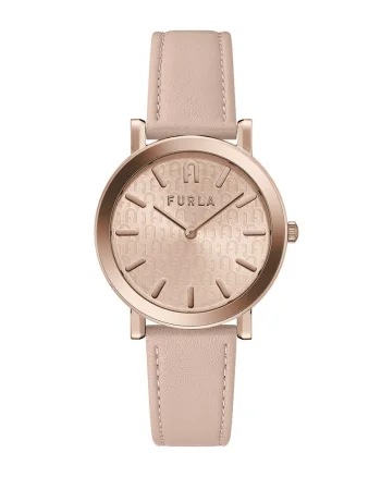 Ceas quartz cu o curea din piele, Roz deschis/Auriu rose