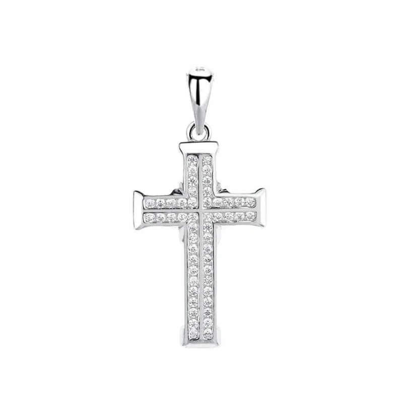 Pandantiv argint 925, JW1275, model cruce, placat cu rodiu