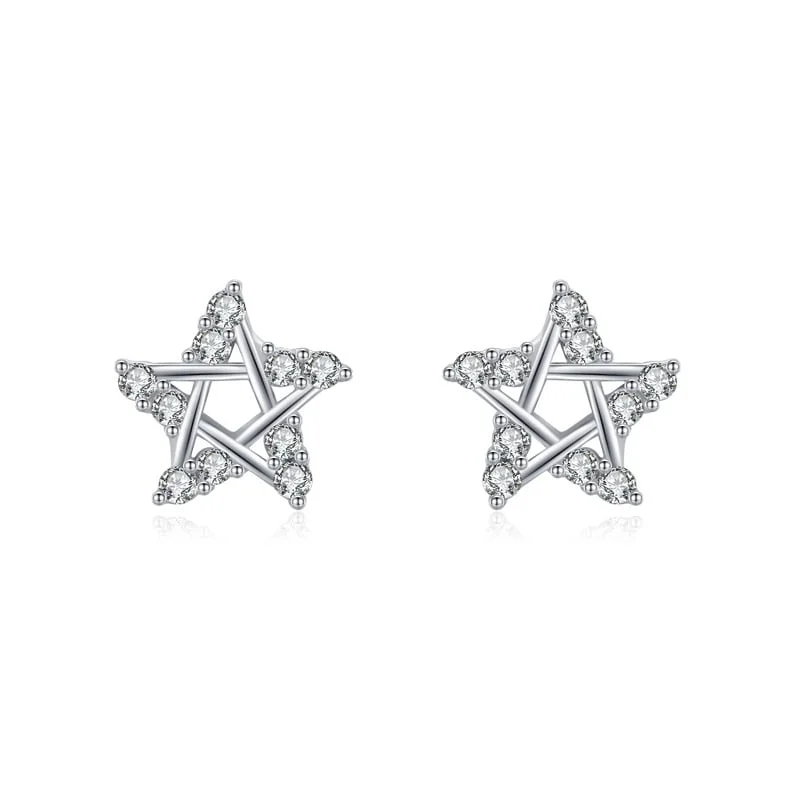 Cercei argint 925, JW1829, model stelute, placati cu rodiu