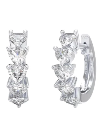 Cercei rotunzi argint 925, JW1798, model cu zirconiu, placati cu rodiu
