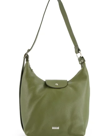 Geanta de umar,  piele naturala, verde, 31x24x10cm, 2 buzunare interioare