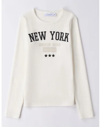 Bluza cu imprimeu text, Alb/Negru/Maro deschis