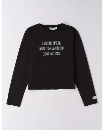 Bluza cu imprimeu text, Alb/Negru
