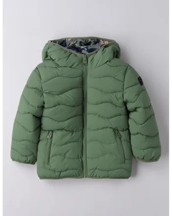 Geaca reversibila cu gluga, Maro deschis/Verde feriga/Bleumarin