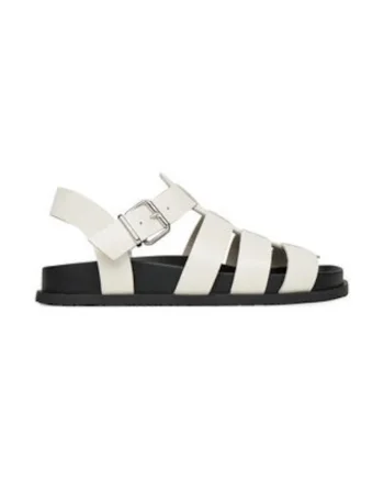 Sandale dama,  piele naturala, Alb/Negru