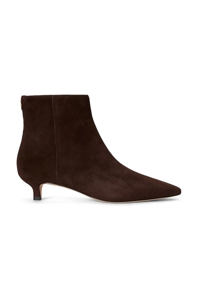 Lauren Ralph Lauren botine cu toc cui pentru femei din piele întoarsă Frncsa Bt Hl