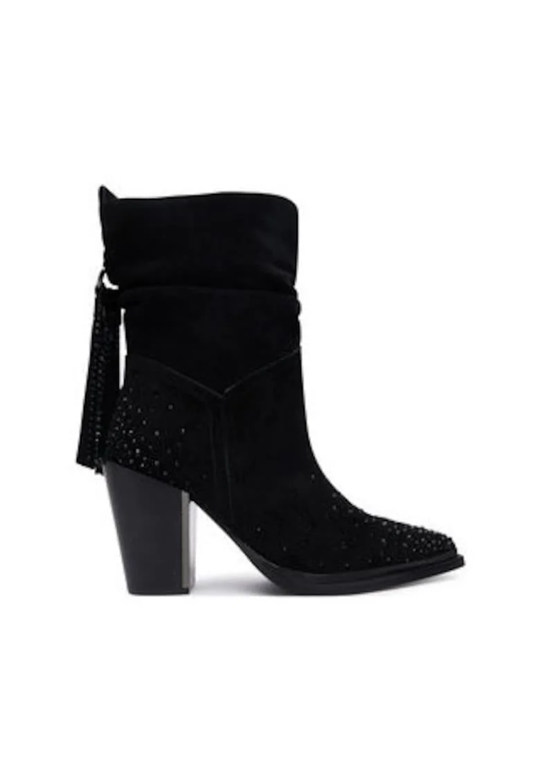 Botine dama  piele naturala, Negru