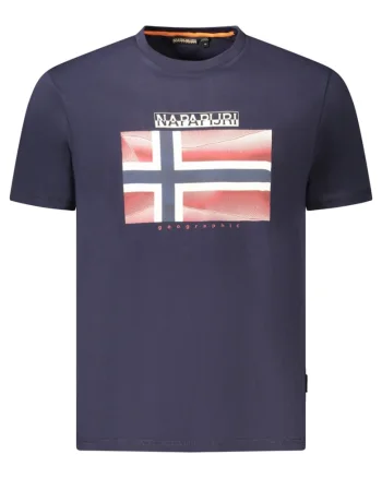 Tricou din bumbac barbati, cu imprimeu cu logo, Regular Fit, Bleumarin