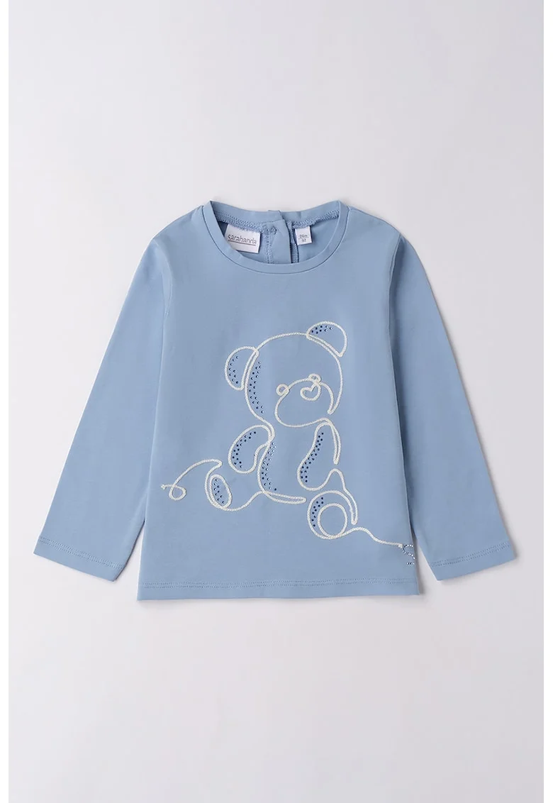 Bluza cu strasuri, Alb/Albastru lavanda