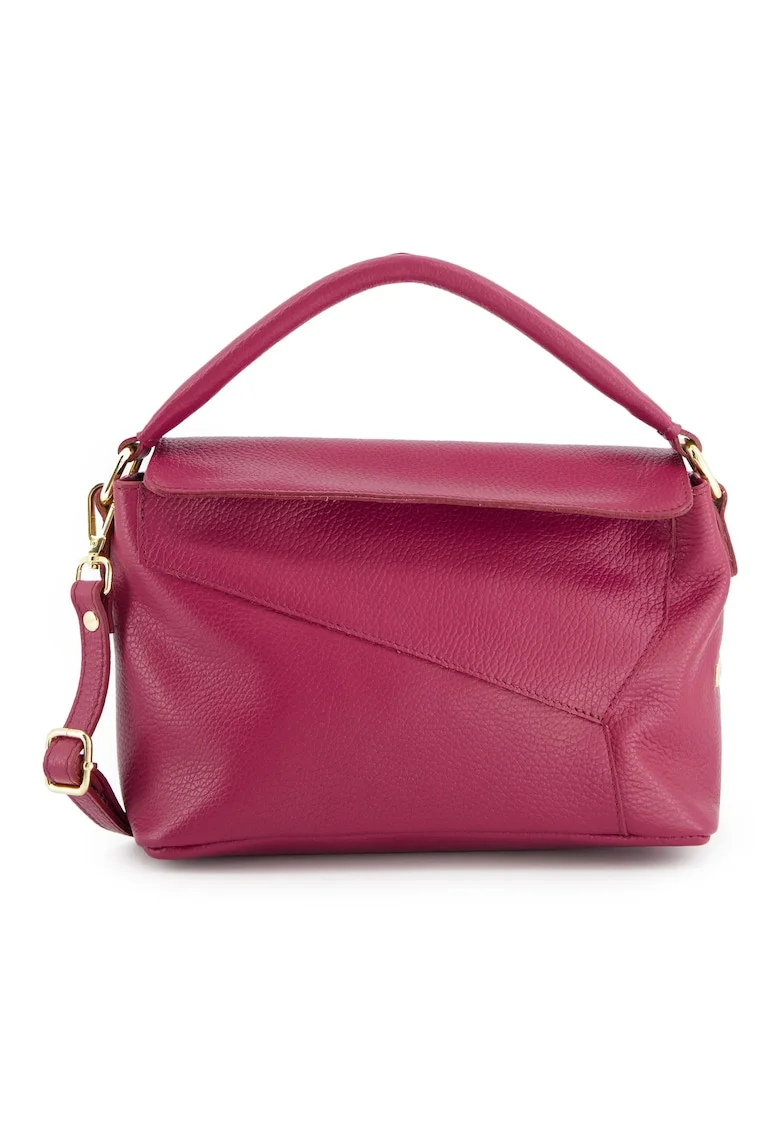 Geanta messenger dama  piele naturala, bordou, 15x24x11cm, curea detasabila, 1 buzunar interior, 1 buzunar exterior