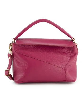 Geanta messenger dama  piele naturala, bordou, 15x24x11cm, curea detasabila, 1 buzunar interior, 1 buzunar exterior