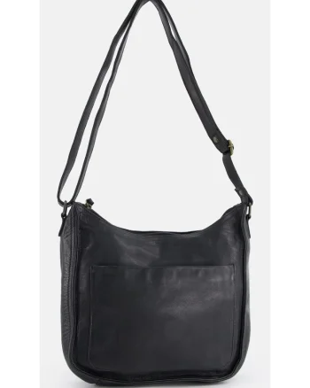 Geanta messenger  piele naturala, neagra, 26x27x8cm, 2 buzunare interioare, 2 buzunare exterioare, curea reglabila max 145cm