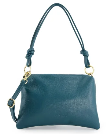 Geanta de umar dama  piele naturala, verde, 20x28x4cm, curea detasabila, lungime maxima 128cm