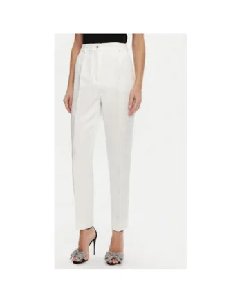 Pantaloni Dama,  305315496, Bumbac, Viscoza, Alb, Alb
