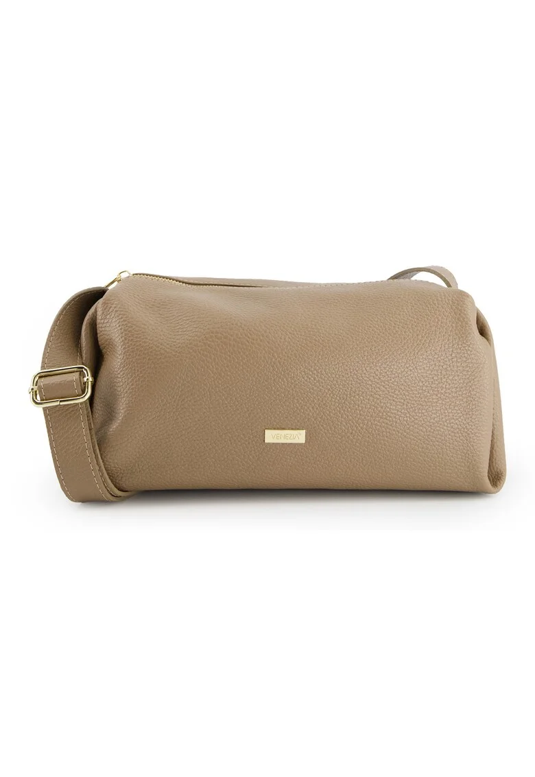 Geanta de umar  din piele naturala, maro, 30x15x13cm, curea max 117cm, 1 buzunar interior