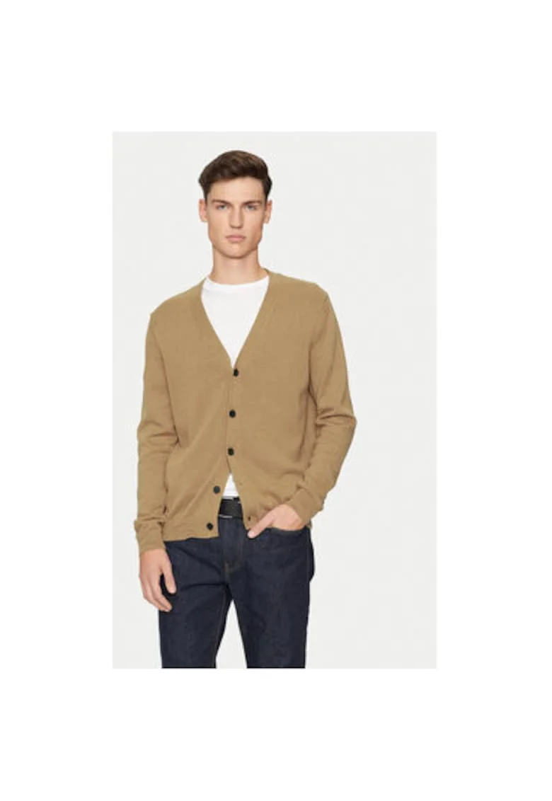 Cardigan barbati,  304400056, Bumbac, Bej, Bej