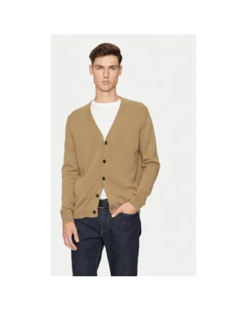 Cardigan barbati,  304400056, Bumbac, Bej, Bej