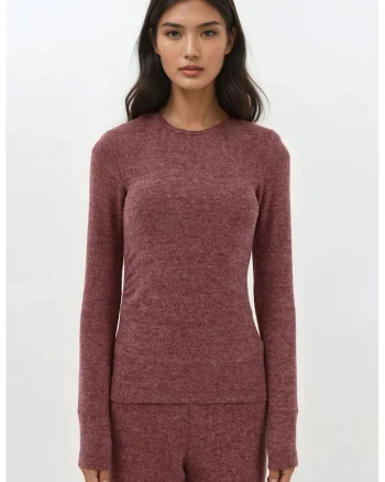 Bluza dama,  colectia Busem, slim fit, visiniu, material tricotat