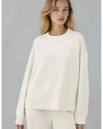 Hanorac dama,  Basic, ecru, textil