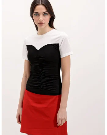 Tricou dama,  Fitted Rope Neck, maneca scurta, negru, jerseu