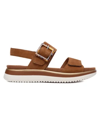 Sandale dama,  piele naturala, velcro, maro,