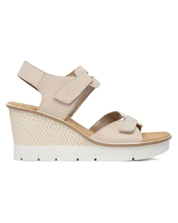 Sandale dama,  velcro, bej, piele naturala, Bej