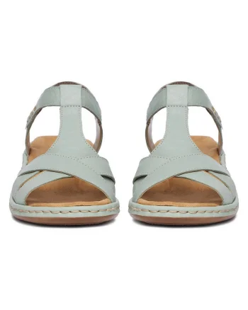 Sandale dama  piele naturala, verde, sistem inchidere Velcro,