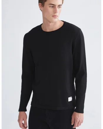 Pulover cu decolteu rotund, Negru