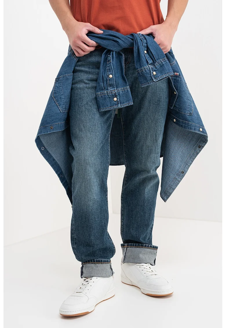 Blugi relaxed fit cu talie medie, Albastru inchis