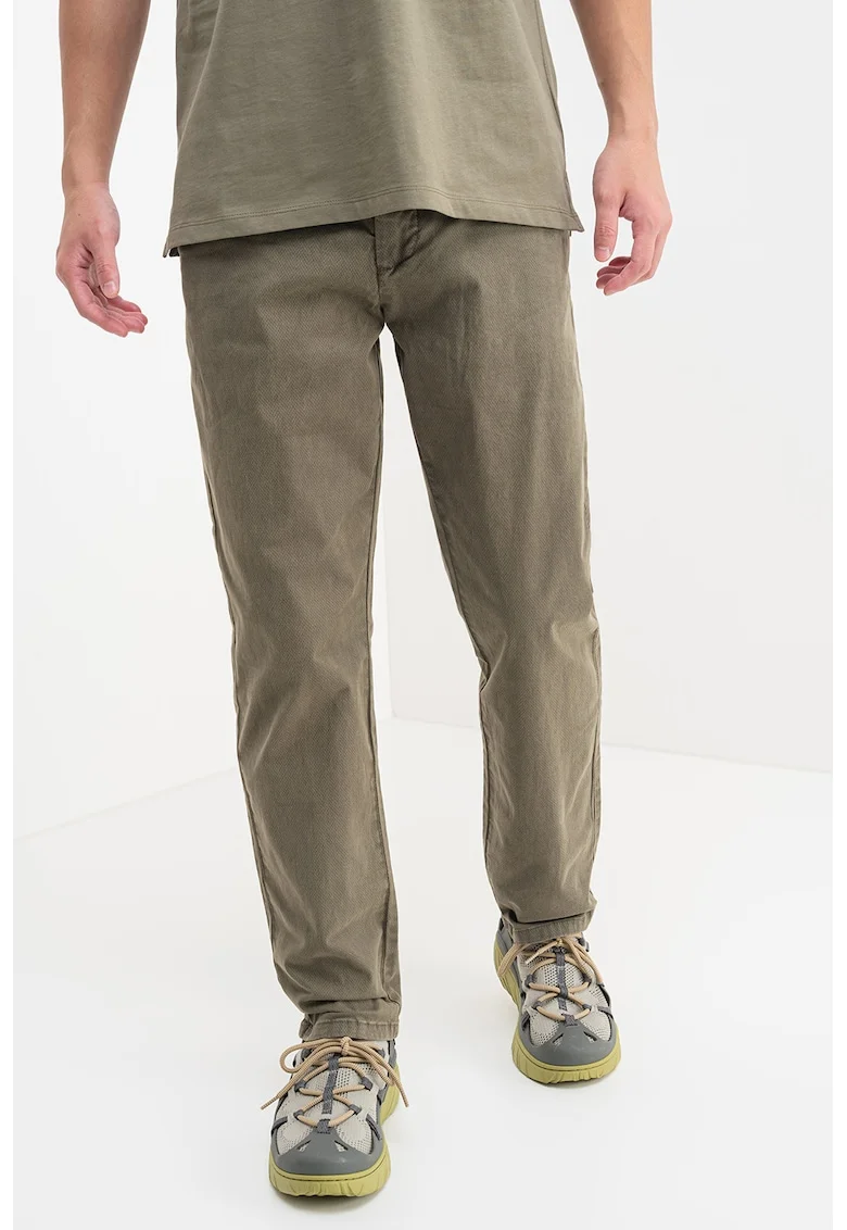 Pantaloni cu talie medie si buzunare, Verde feriga