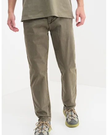 Pantaloni cu talie medie si buzunare, Verde feriga