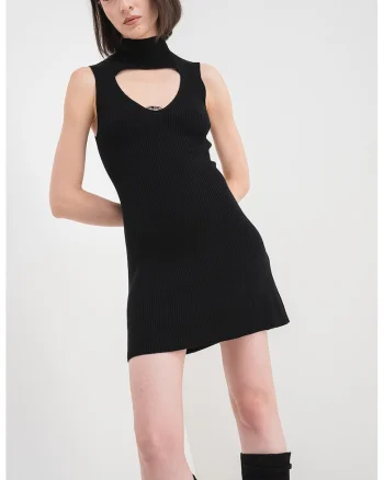 Rochie din lana cu decupaj frontal M-Oloni, Negru