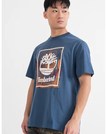 Tricou cu imprimeu grafic si logo, Alb/Albastru inchis/Portocaliu stins