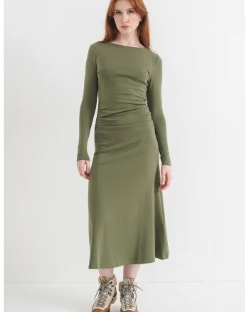 Rochie lunga cambrata, Verde feriga