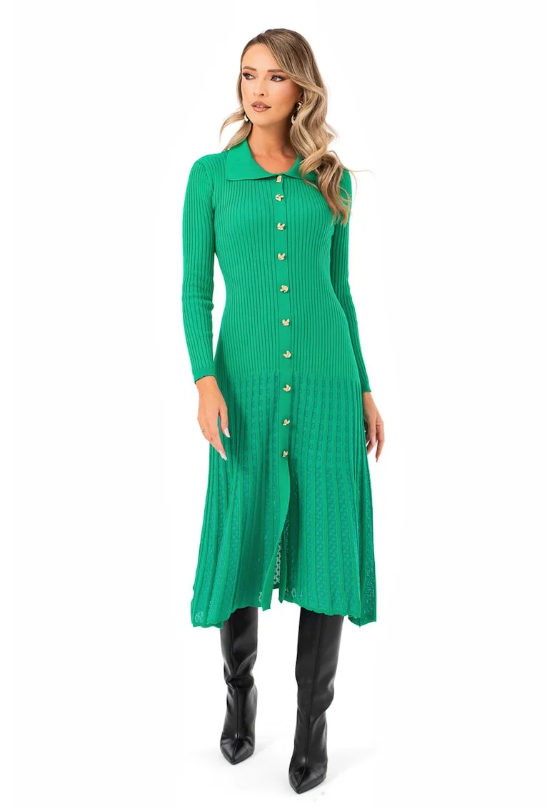Rochie midi striata, Verde