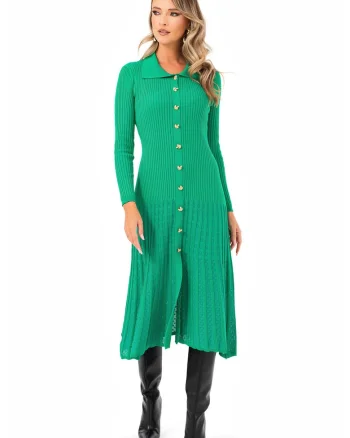 Rochie midi striata, Verde