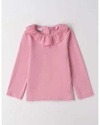 Bluza cu guler cu volane, Roz